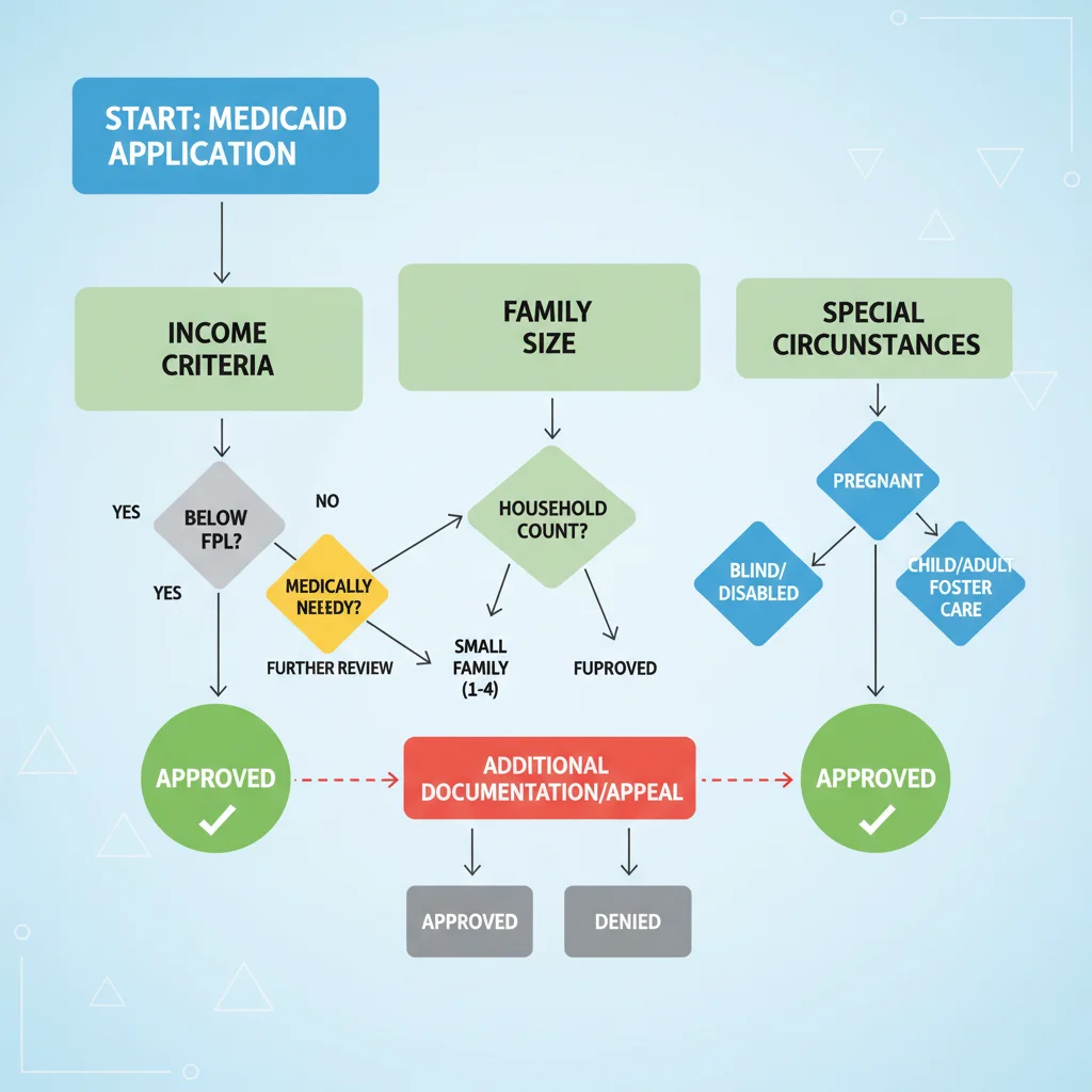 Infographic detailing Medicaid eligibility pathways and criteria