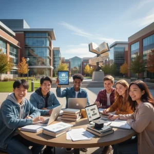 Diverse students studying, symbolizing 2026 federal student aid support for higher education.