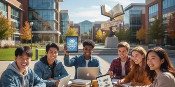 Diverse students studying, symbolizing 2026 federal student aid support for higher education.