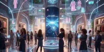 AI-Powered Personalization: Boosting Retailer Loyalty & Sales by 3x Futuristic retail store with AI-powered personalized product recommendations