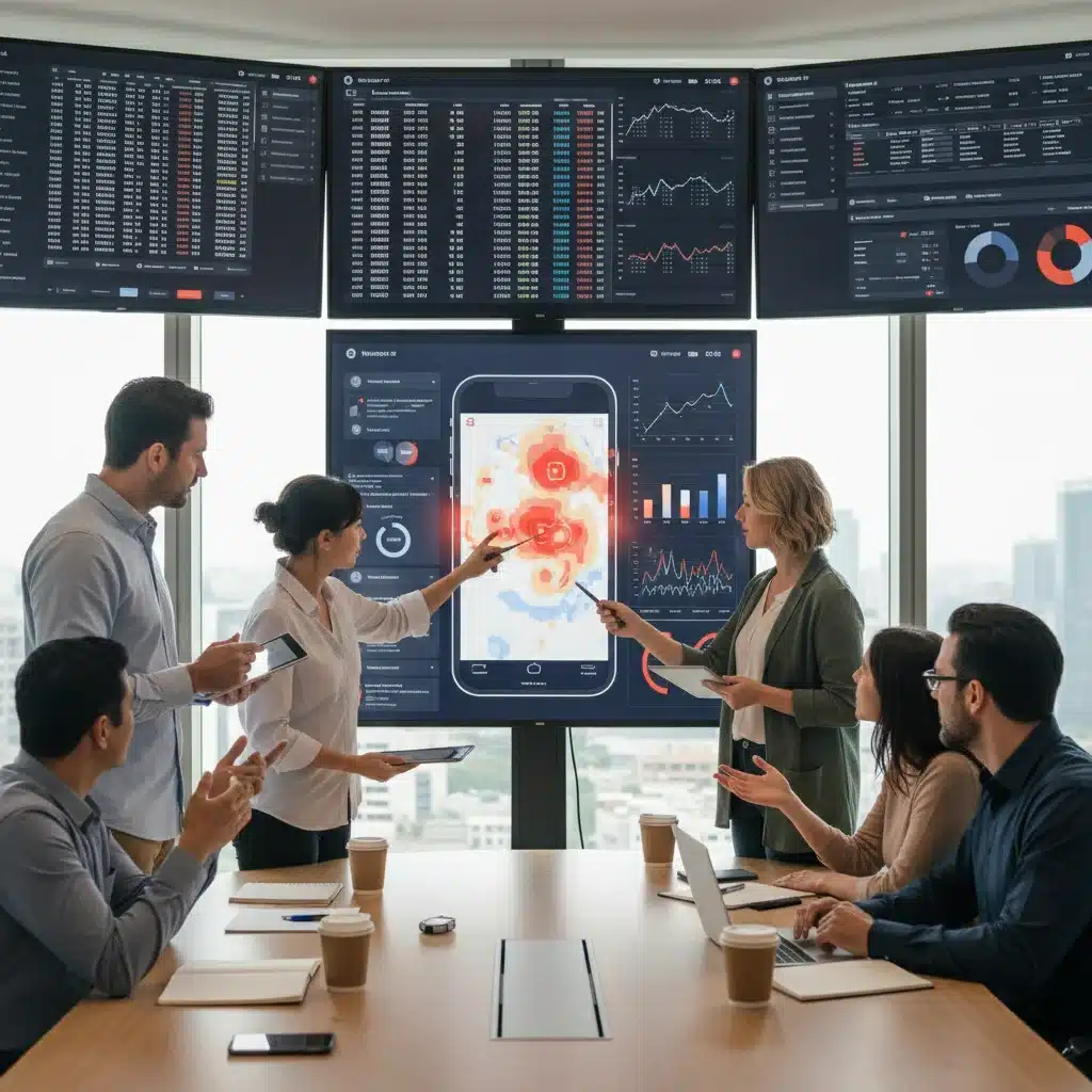 Product development team analyzing generational user feedback data