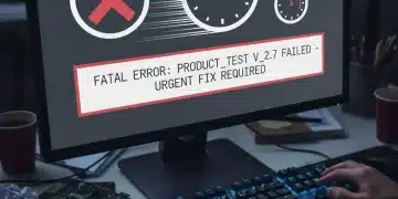 Computer screen showing a critical error message during product testing with a quick fix overlay.