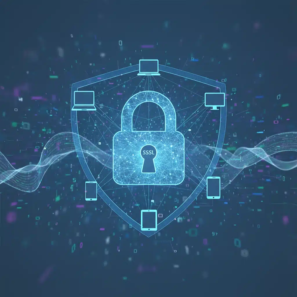 Secure data transmission for digital surveys with padlock and network icons.