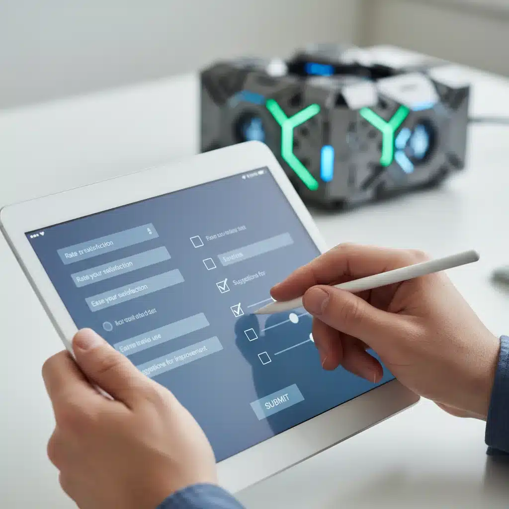 User providing detailed digital feedback on a new product.