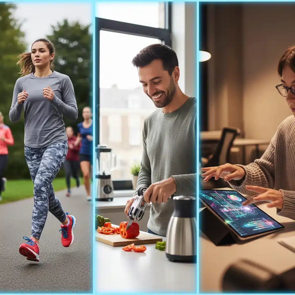 Diverse individuals actively testing various consumer products for feedback