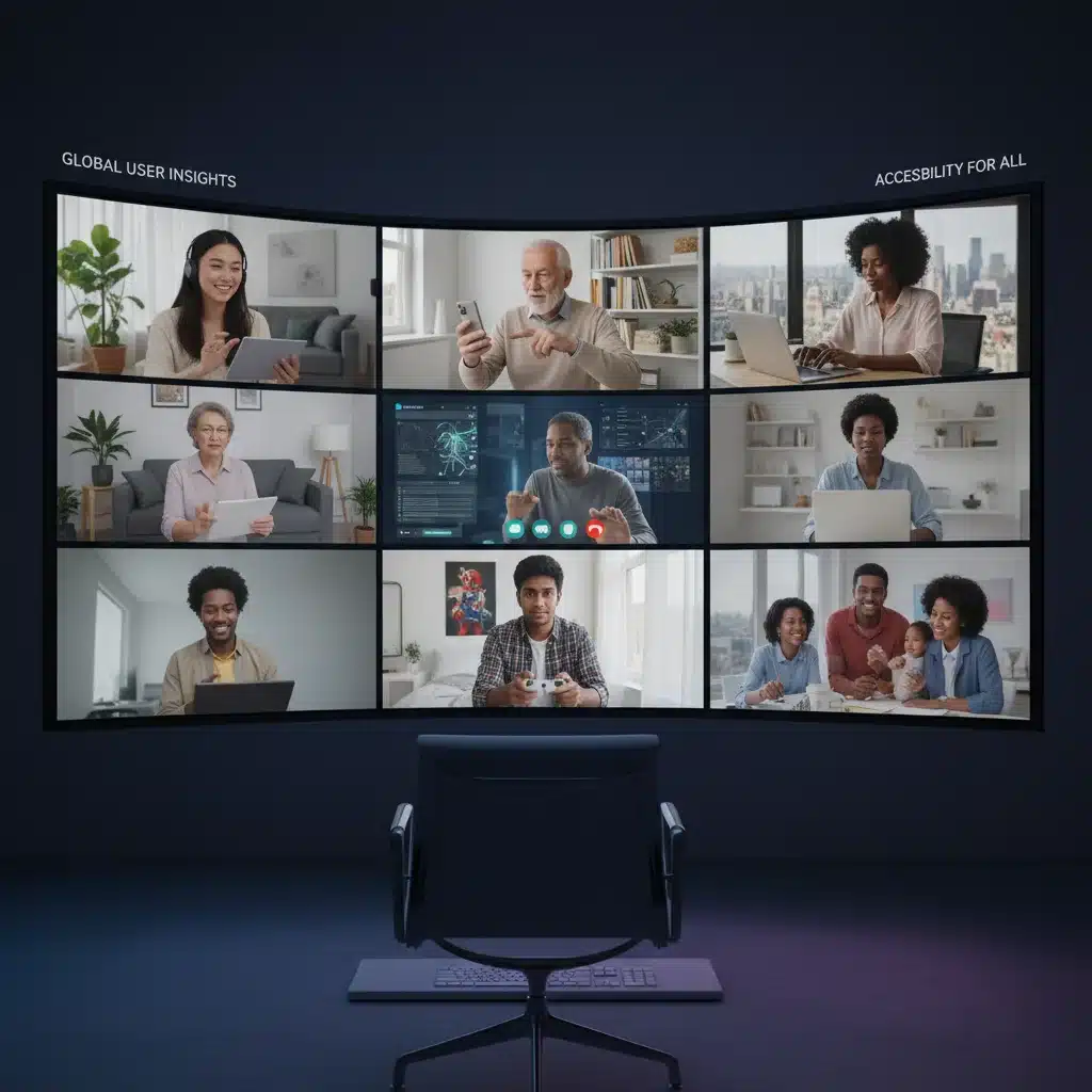 Diverse participants conducting remote user testing sessions