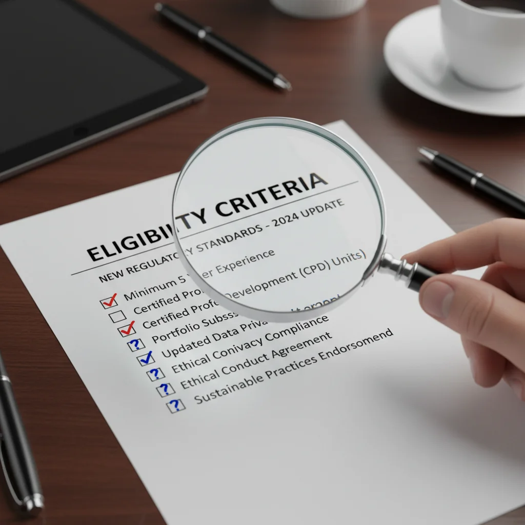 Magnifying glass examining detailed product eligibility checklist for 2026