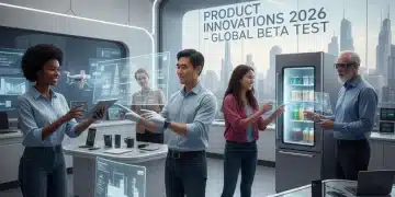 Diverse group testing futuristic products in a modern lab for 2026.