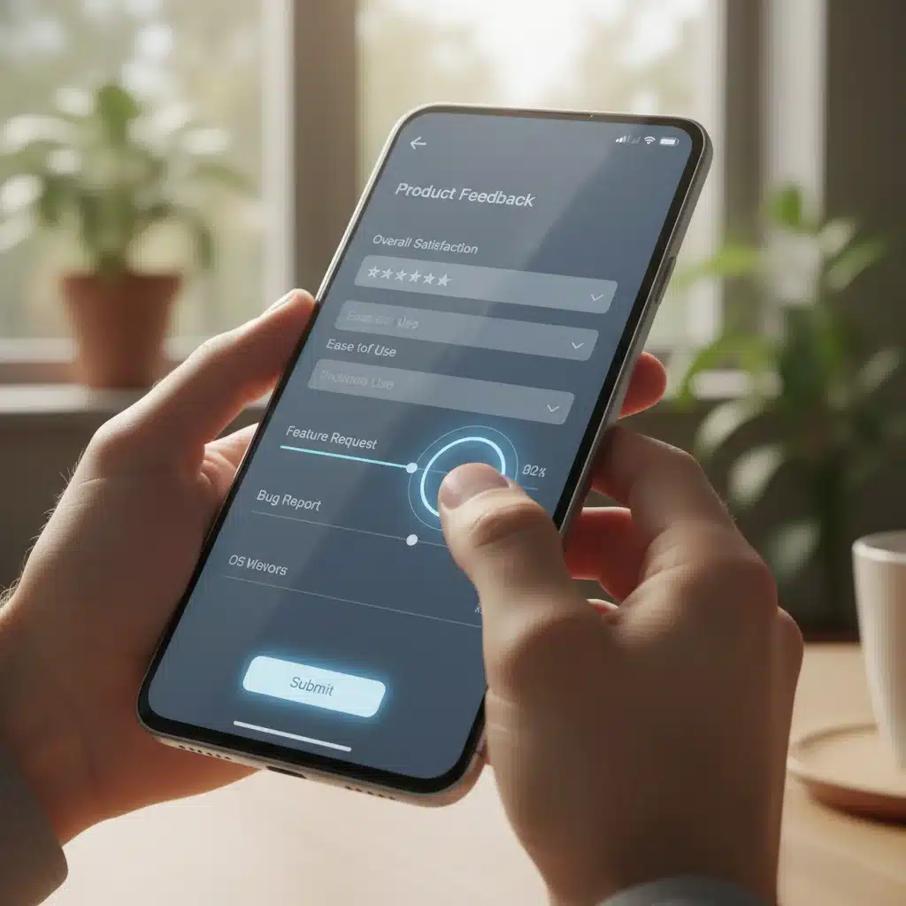 Person's hands testing a new smartphone with a feedback interface