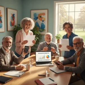 Maximize Your 2026 Social Security Benefits: Key Updates & Strategies Group of happy retirees planning finances, symbolizing maximized 2026 Social Security benefits