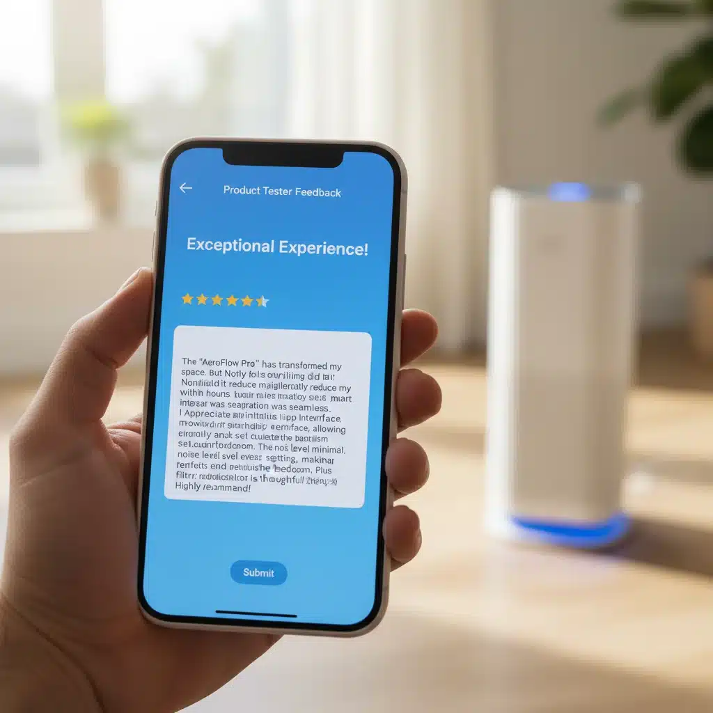 Detailed and insightful product feedback submission on a smartphone