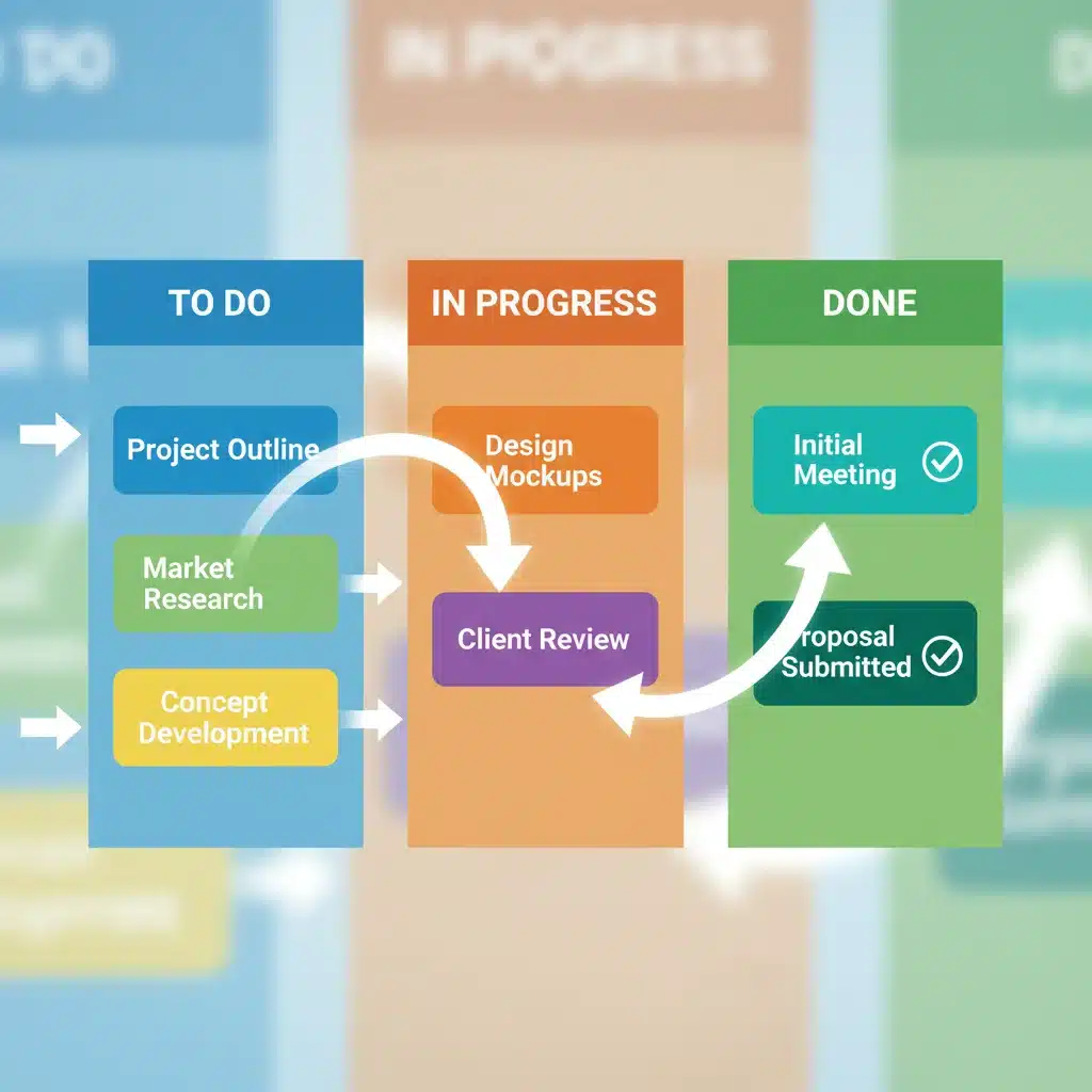 Kanban board showing work in progress limits and task flow for efficient project management.
