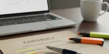 Legal document open to a product testing contract, with a pen, highlighting key clauses for 2026 review.
