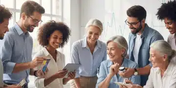 People enthusiastically testing various products in a modern lab setting.