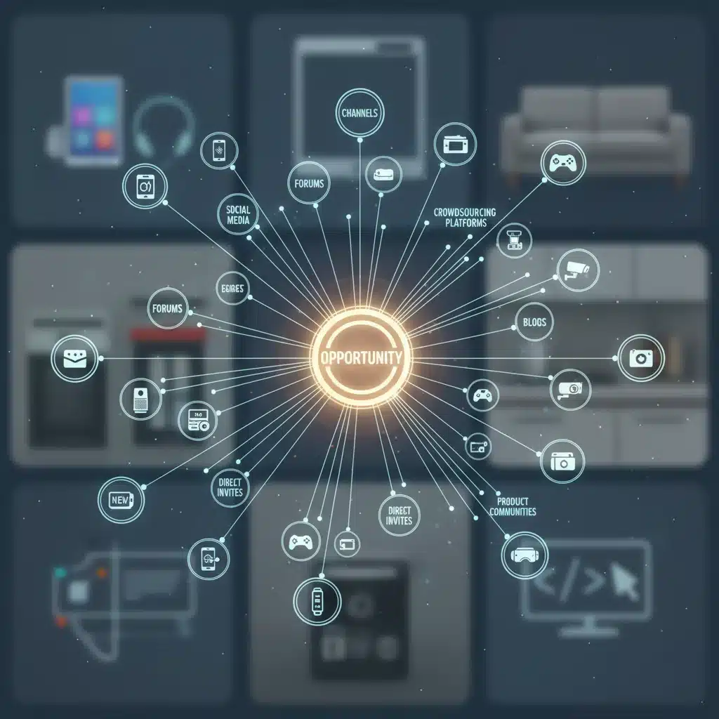 Abstract network of interconnected product testing opportunities
