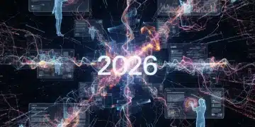 Futuristic visualization of qualitative data analysis and human interaction for actionable insights.