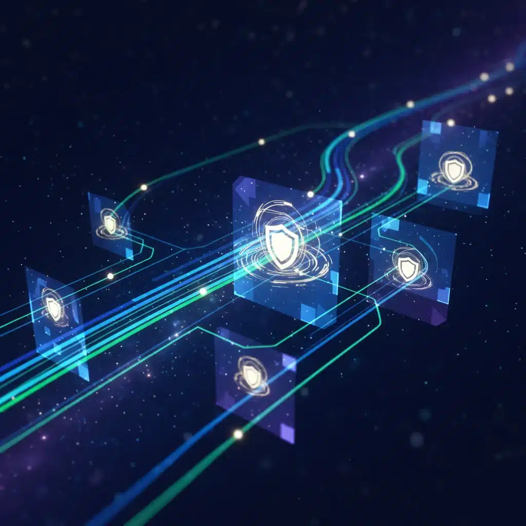 Abstract visual of secure data flow and encryption