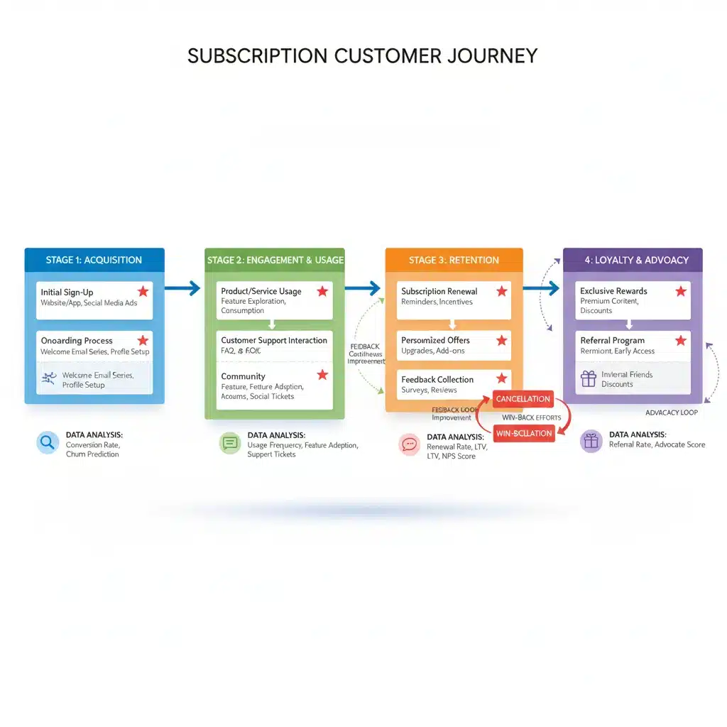 Customer journey and retention in subscription models