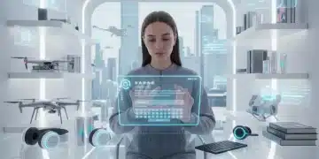 Person writing a detailed product review on a tablet, surrounded by diverse products.