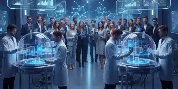 Scientists in a modern lab conducting advanced product testing with digital data, symbolizing innovation and consumer trust.
