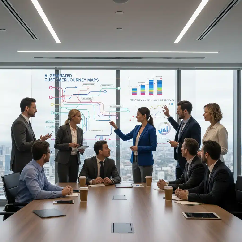 Business team using AI insights for strategic decision-making