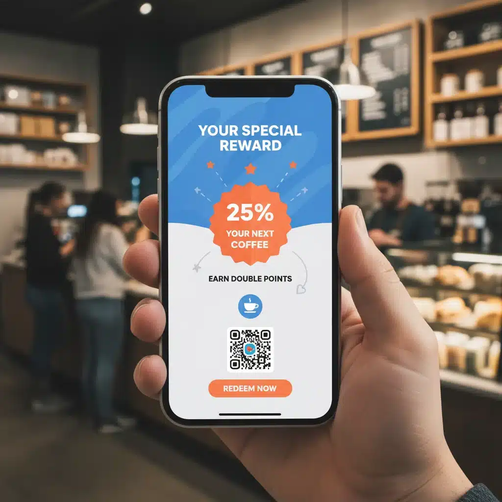 Smartphone displaying a personalized loyalty program offer.