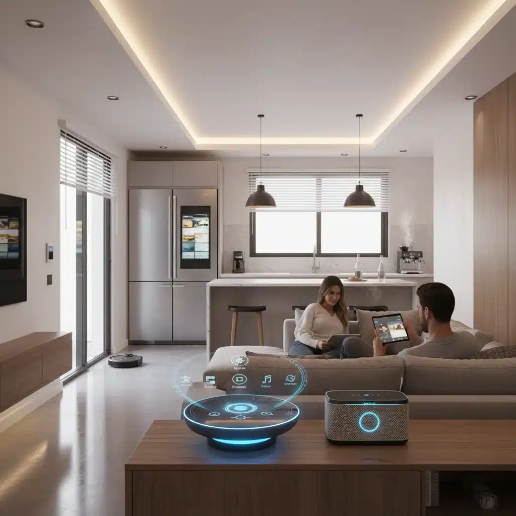 Integrated smart home environment with various interconnected IoT devices.