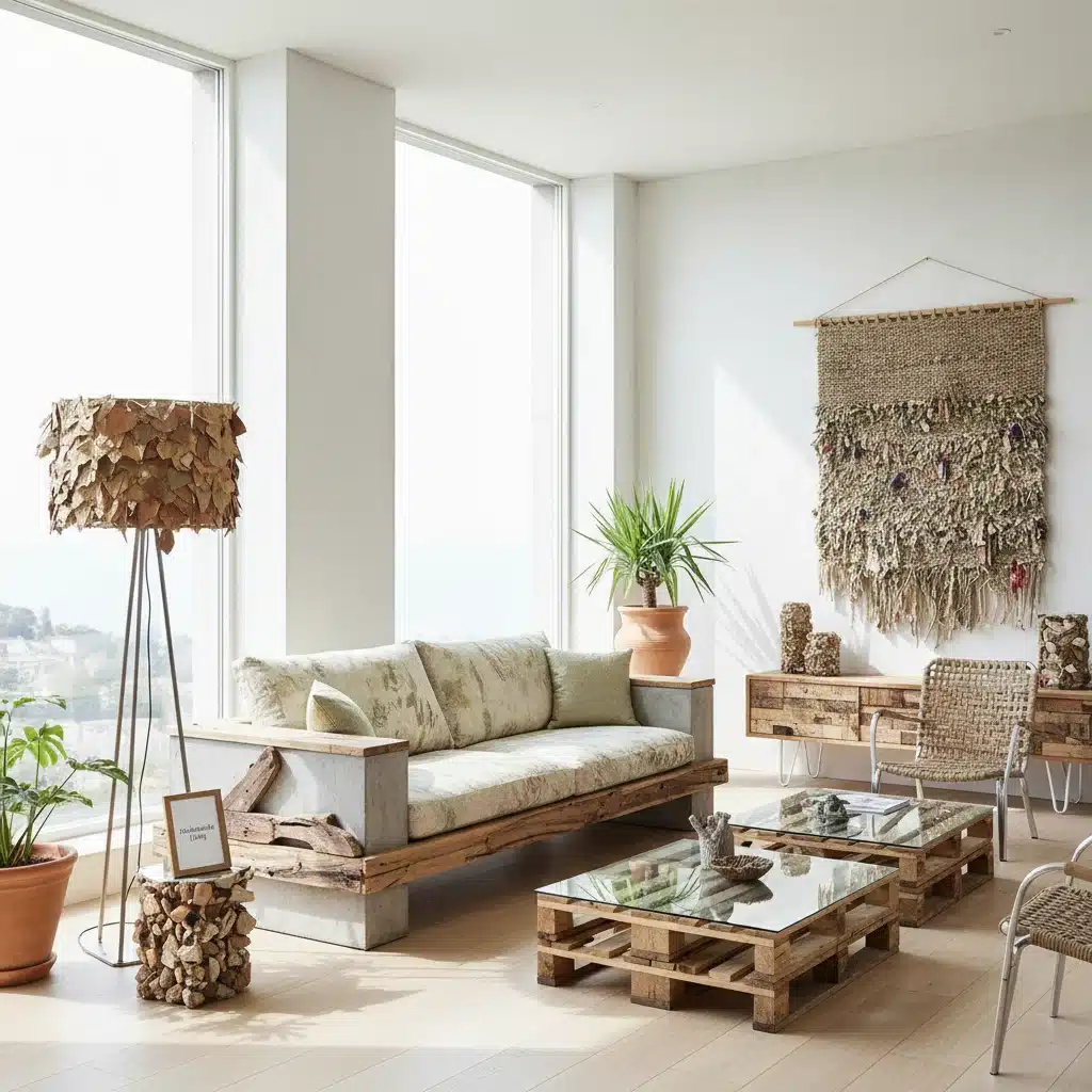 Sustainable home decor with recycled materials and natural light
